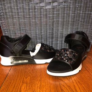 ASH embellished satin sneaker sandals black